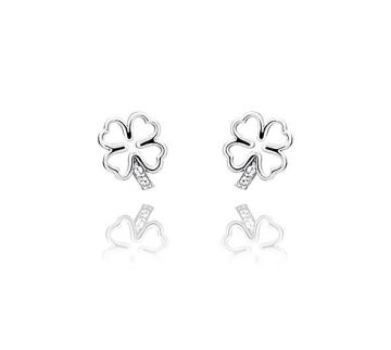 Ohrstecker Kleeblatt rhodiniert